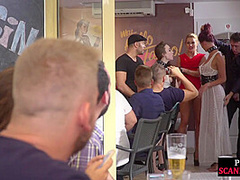 Submissive useless babes throatfucked in public orgy