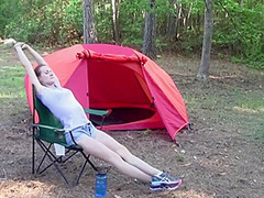Sexy White Trash Girl Camping Bondage
