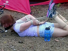 Sexy White Trash Girl Camping Bondage