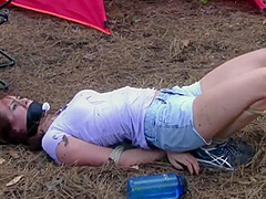 Sexy White Trash Girl Camping Bondage