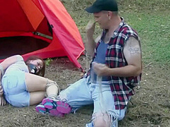 Sexy White Trash Girl Camping Bondage