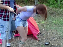 Sexy White Trash Girl Camping Bondage