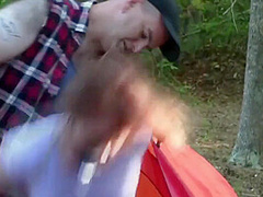 Sexy White Trash Girl Camping Bondage