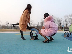 Two Chinese Girls Outside