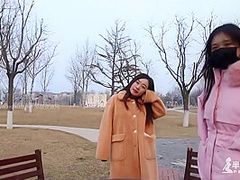 Two Chinese Girls Outside