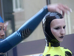 Through The City In A Tight Latex Costume - Watch4Fetish