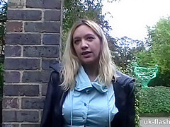 British Babe Flashing Her Hairy Pussy