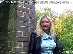 British Babe Flashing Her Hairy Pussy