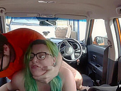 Bigass curvy BJ chick fucked in car by driving tutor