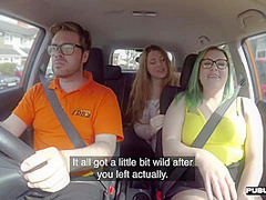Bigass curvy BJ chick fucked in car by driving tutor
