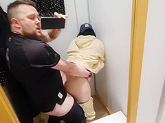 Horny Milf Wants Sex In At The Crowded Store. She Starts From Sloppy Blowjob