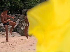 Thick Dick Pounds Two Colombian Babes Tight Assholes On The Beach