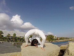 Elegnant Contortionist In White Spandex - Watch4Fetish