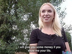Busty POV babe gets fucked in public outdoor ***cash