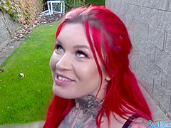 Redhead POV busty babe fucked outdoor ***after casting
