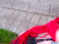 Redhead POV busty babe fucked outdoor ***after casting