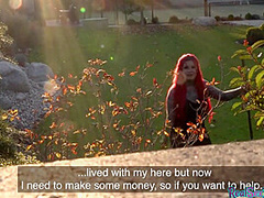 Redhead POV busty babe fucked outdoor ***after casting