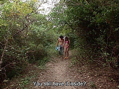 Ultra hairy Japanese gyaru in bikini beach foreplay