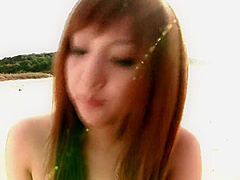 Ultra hairy Japanese gyaru in bikini beach foreplay