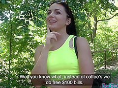 Public fucked teen enjoys POV sex for money outdoor