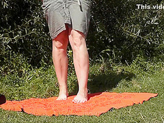 Summer. Wild Beach Part Two. Milf Sunbathes Naked, Masturbates Pussy Sucks Cock Random Passerby Guy. Nude Beach Outdoors