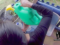 Housemaid Waters The Plants I Want To Fuck Her And She Discovers Me On Her