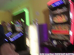 PUBLIC TEEN SEX - German slut blow people in Casino and swallow