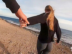 Cum In My Mouth - Hot Risky Public Beach Blowjob On First Tinder Date