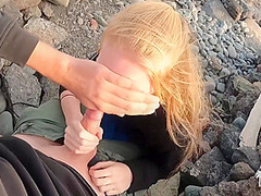 Cum In My Mouth - Hot Risky Public Beach Blowjob On First Tinder Date