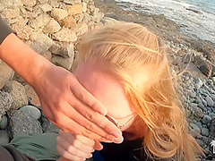 Cum In My Mouth - Hot Risky Public Beach Blowjob On First Tinder Date