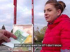 Babe4cash sucks in public and gets POV fucked indoor