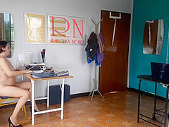 Nudist Secretary. Naked Employee In The Office. Nude Bitch Is Not Shy About Her Boss. Nude Office. F