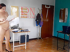 Nudist Secretary. Naked Employee In The Office. Nude Bitch Is Not Shy About Her Boss. Nude Office. F