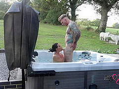 Passionate Outdoor Sex In Hot Tub On Naughty Weekend Away