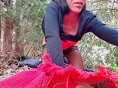 Cosplay Red Hight Heels Load Creamy Twat Hot Solo Girl Outdoor Stockings