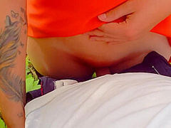 Stepbrother And Stepsister Help Each Other To Cum On Pantyhose Outdoor