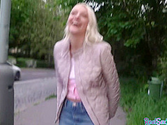 POV babe gets paid to suck and get fucked in public outdoor