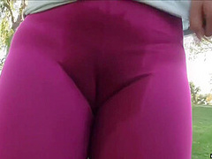 Hot Blond In Yoga Pants Her Wet Cameltoe