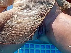 Nippleringlover Horny Milf See Through Wet Shirt In Pool Padlocks In Extreme Pierced Nipples