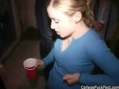 Busty college whore takes cumshot