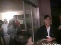 Busty college whore takes cumshot