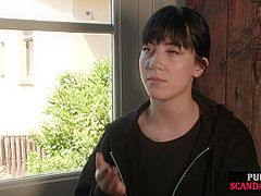 Submissive piercing and tattoos teen outdoor toyed by group