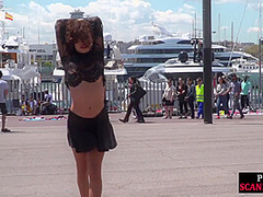 Public whipped smalltits babe by master and mistress outdoor