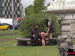 Public whipped smalltits babe by master and mistress outdoor