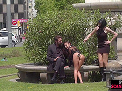 Public whipped smalltits babe by master and mistress outdoor
