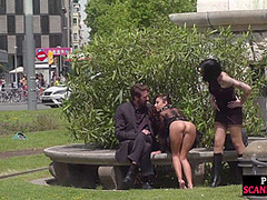 Public whipped smalltits babe by master and mistress outdoor
