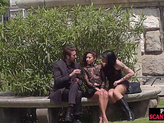 Public whipped smalltits babe by master and mistress outdoor