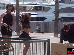 Public whipped smalltits babe by master and mistress outdoor