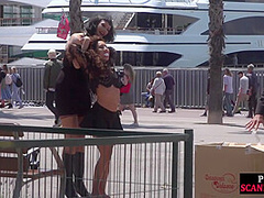 Public whipped smalltits babe by master and mistress outdoor