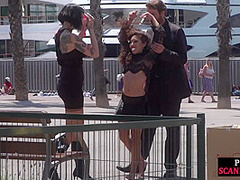 Public whipped smalltits babe by master and mistress outdoor